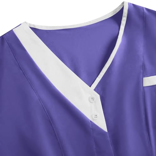 Image of 2026 Scrub for Cleaning Jobs Uniform, Multi Pockets Scrubs for Women Sets, V-Neck Top & Straight Leg Pants Scrubs Set