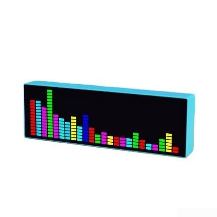 Analizador de espectro de audio, 384 LED de 5 V colorido LED de espectro de música, reloj electrónico, luz rítmica controlada por voz, ecualizador gráfico digital, ecualizador estéreo para el hogar
