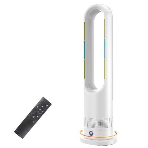 セラミックヒーター タワーファン ファンヒーター スリム扇風機【冷暖両用&羽根なし&DCモーター電気代節約】電気ファンヒーター 3段階暖風・8段階冷風切り替え 100°左右首振り 1-9Hタイマー設定可 転倒自動OFF 過熱保護 リモコン付き 省エネ 軽量