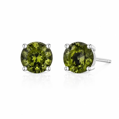 925 Sterling Silver Green CZ Stud Earrings for Women Birthstone Jewelry - image 1