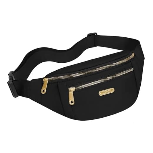Pochete Feminina com 3 Bolsos, Bolsa de Cintura Casual de Ombro e Transversal para Passeios Trabalho Uso Diário Viagens ou Atividades Esportivas Pochete Leve com Design Elegante (PRETO)