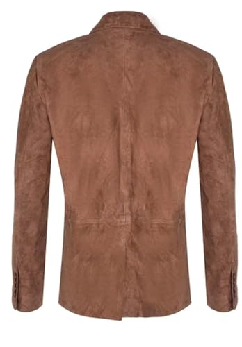 Men's Vintage Suede Blazer Single Breasted Western Cowboy Casual Faux Leather Jacket3