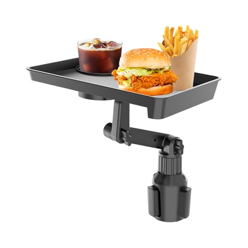 Plateau Repas pour Porte-Gobelet - Plateau Tournant 360° pour Porte-Gobelet - Anti-Choc Et Extensible pour Repas en Voiture sur La Route