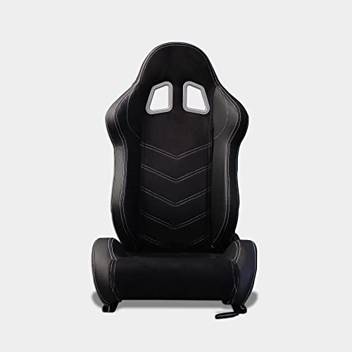 M MODAUTO Asiento Deportivo Coche,Semibaquet Ajustable,Adaptable para Coches,Ríeles incluidos,Conductor y Pasajero,para Coche y Simulador de Conducción,Modelo N320L,Negro