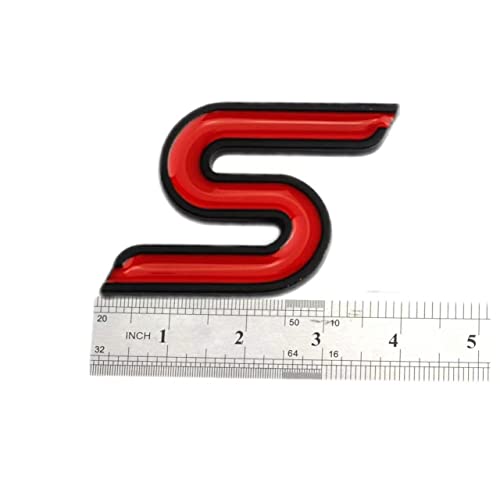 Image of S Emblem 3D Metal Badge Sticker Letter Suitable for Q50 Q50L Q30 Q70 (Red Blcak Outline)