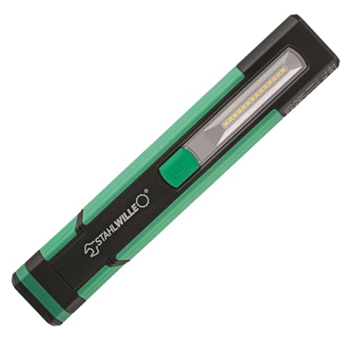 STAHLWILLE LED Akku Handleuchte | 1000 lm, Haltemagnete, drehbare Haken | 7h Leuchtdauer, 2 Leuchteinheiten | Arbeitsleuchteaufladbar via USB-C