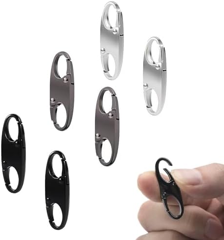 6 Piezas Cierre de Cremallera Antirrobo, Candados para Cremallera de Mochila, Clips Antirrobo Desmontables con Mosquetón para viajes y acampadas (Blanco, Negro, Gris)