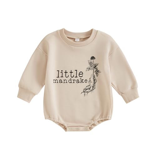 Gueuusu Unisex Baby Boy Girl Halloween Outfit Little Mandrake Bodysuit Long Sleeve Bubble Romper Magic Baby Outfit