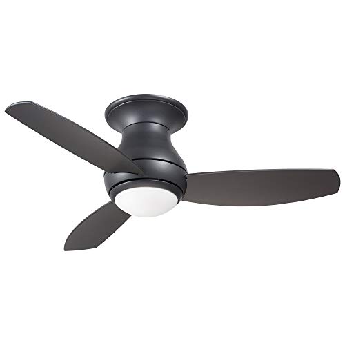 Limited Stock Luminance Kathy Ireland Home Curva Sky LED Outdoor Ceiling Fan with Light Kit, 44 Inch  Dimmable with Remote Control, Graphite