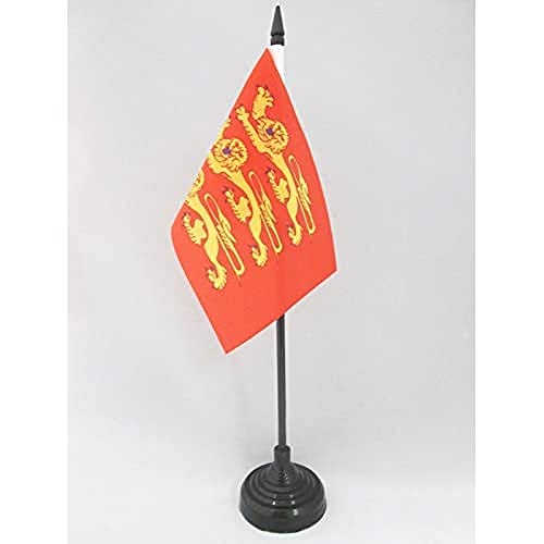 AZ FLAG - Drapeau De Table Haute-Normandie - 15x10 cm - Mini Drapeau Haut-Normand De Bureau 100% Polyester Avec Hampe De 25cm Et Socle En Plastique Noir