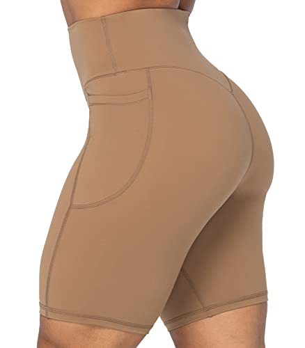 Image of Sunzel Women's No Front Seam Biker Shorts with Pockets, High Waist Tummy Control Yoga Workout Gym Bike Shorts | 3, 5 Or 8-Inch Inseam, High Waisted, No Front Seam, Side Pockets, Buttery Soft, Compression Fit, Squat Proof, Tummy Control
