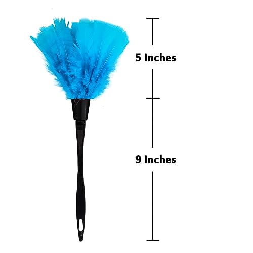 Image of Turkey Feather Dusters for Car Blinds Kitchen Keyboard Office, Eco-Friendly Reusable (2 pcs Blue)