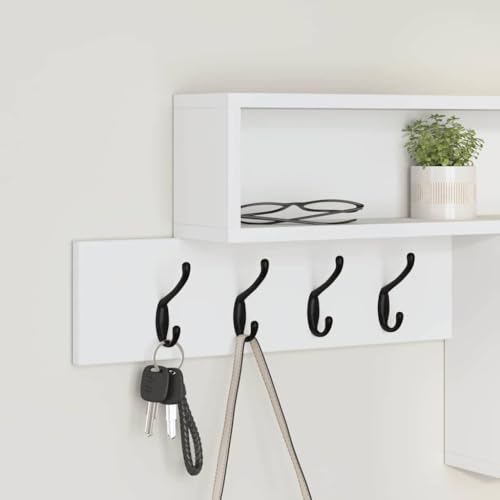 Table de chevet murale blanche en bois 100cm Mangloder avec 5 étagères - 5