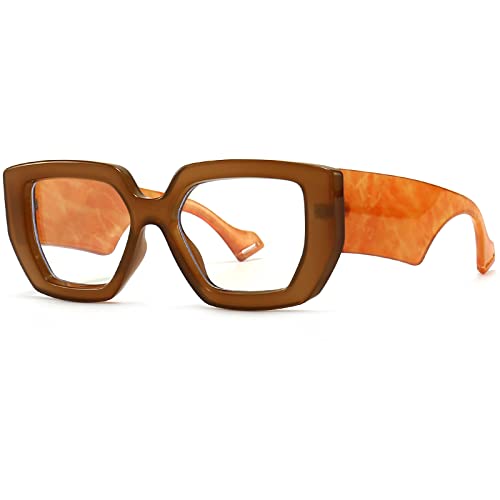 Image of Breaksun Thick Frame Blue Light Glasses for Women Men Fashion Oversized Square Computer Gaming Eyeglasses