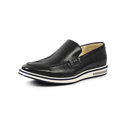Sapato Casual Masculino Loafer Couro Legítimo Stone Slim Reverso - 1131 - Preto Cor:Preto;Tamanho:44