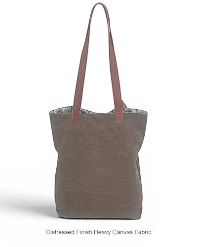Image of The House of tara Distressed Finish Canvas Tote Handbag | Tassel Embellished | Magnetic Closure & Internal Zip Pocket Shoulder Bag | For College, Office and Daily Use | For Women