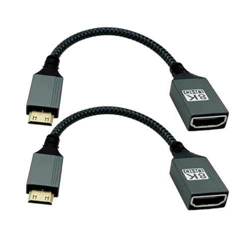 Adaptador Mini HDMI a HDMI 8K Seadream con cable de nylon trenzado ultra resistente de 2 piezas