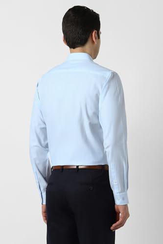 Image of Men Light Blue Regular Fit Full Sleeves Formal Shirt