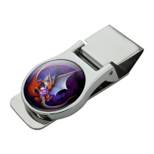 Red Baby Dragon Satin Chrome Plated Metal Money Clip