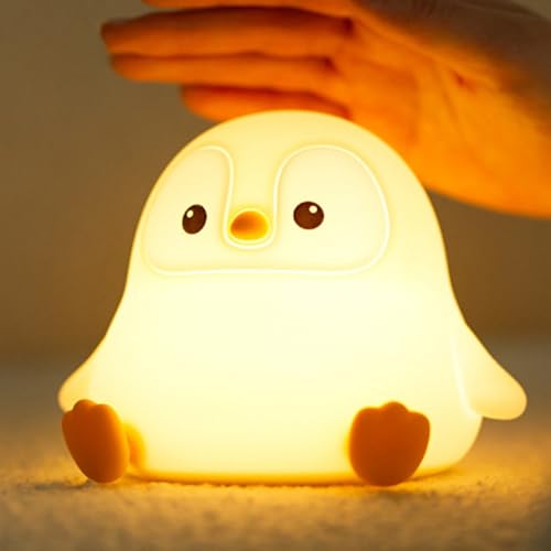 Veilleuse enfant pingouin rechargeable : éclairage de nuit et déco de chevet