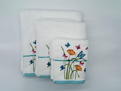Lex's Linens Floral & Butterfly Embroidered Bath Towel - Image 4