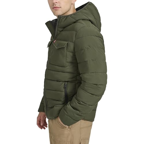 Image of Water Resistant Performance Stretch Hooded Puffer Jacket