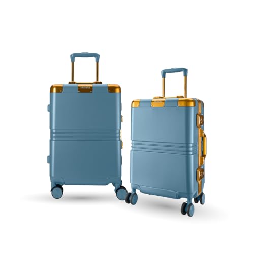 Image of Maleta Gold Series Check-in Medium + Check-in Large | 24'' and 28'' | Premium, Aluminium Frame | Luggage for Travel | Trolley Bag for Travel Set of 2 (Blue, Set of 2(Medium-Large))
