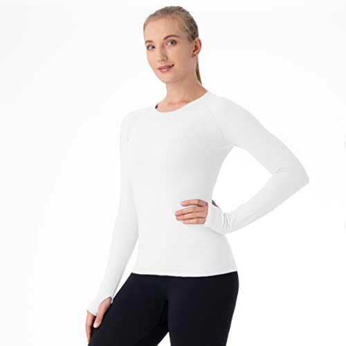 MathCat Seamless Workout Shirts for Women Long Sleeve Yoga Tops Sports Running Shirt Breathable Athletic Top Slim Fit2