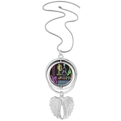 Collier guitare ailes d'ange en acier pour passionnés de musique