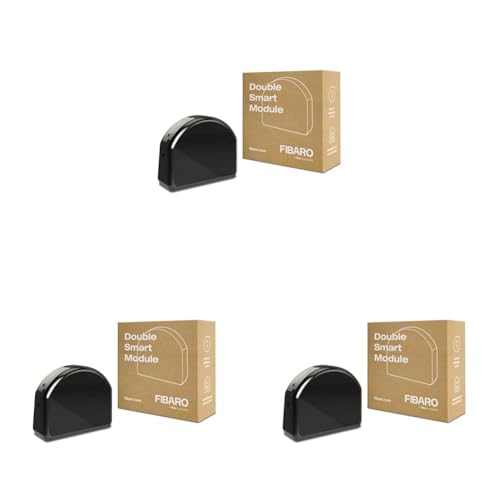 FIBARO Double Smart Module/Z-Wave Plus Relaisschalter, Drahtloser Ein-Aus-Auslöser, FGS-224 (Packung mit 3)