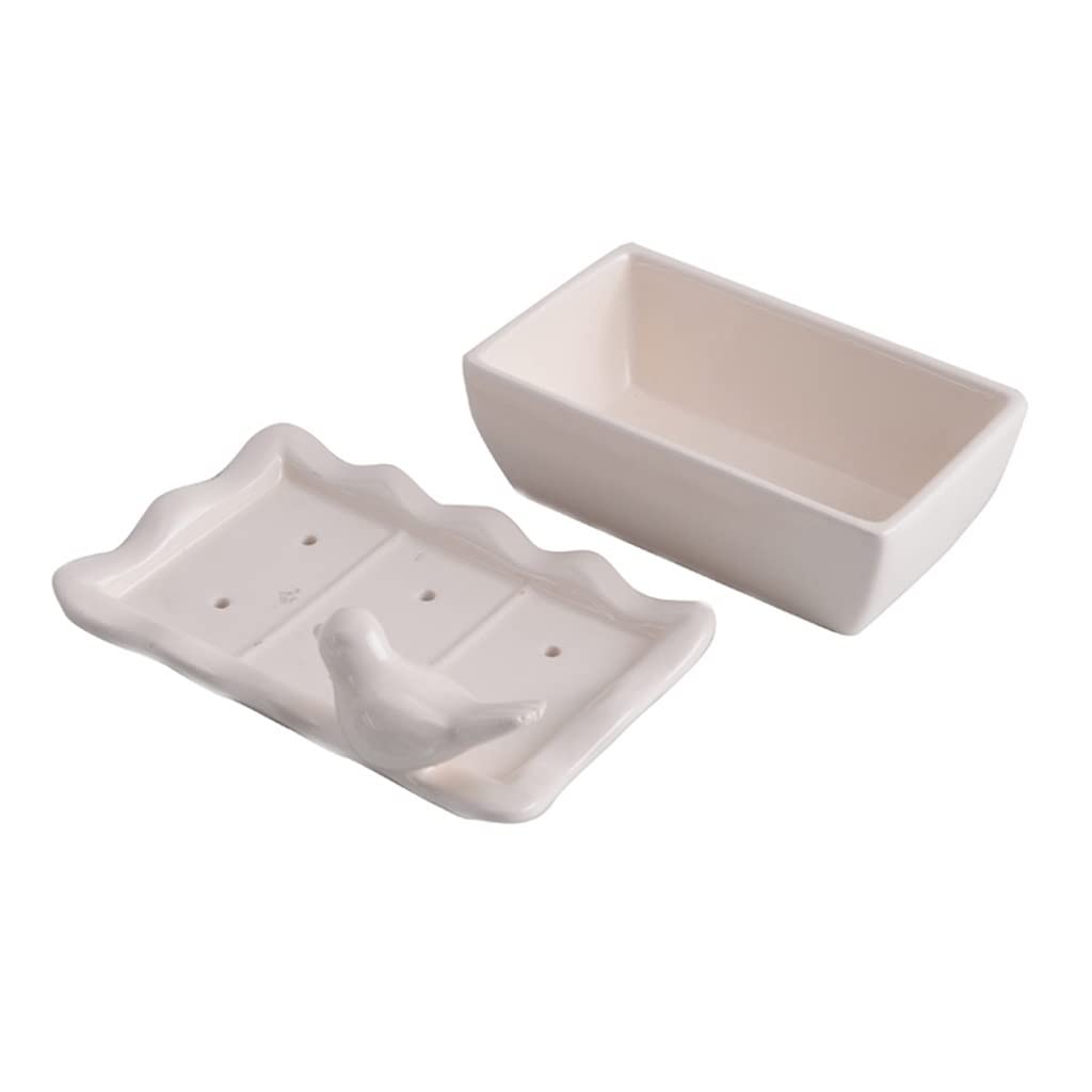 Jabonera Autodrenante Drenaje de cerámica nórdico conjuntos de jabonera con encimera que drenan la capa doble con tapa de lavabo interior baño de baño Bandeja de la bandeja de la bandeja Jabonera Jabo