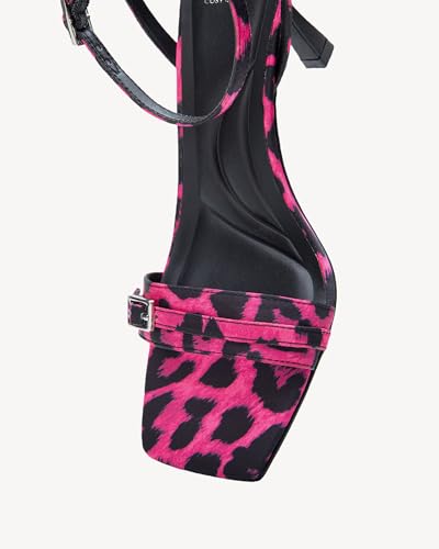 Women's Leopard Stiletto Sandals - Fashionable Square Toe Lace-Up Evening High Heels for Parties & Summer4