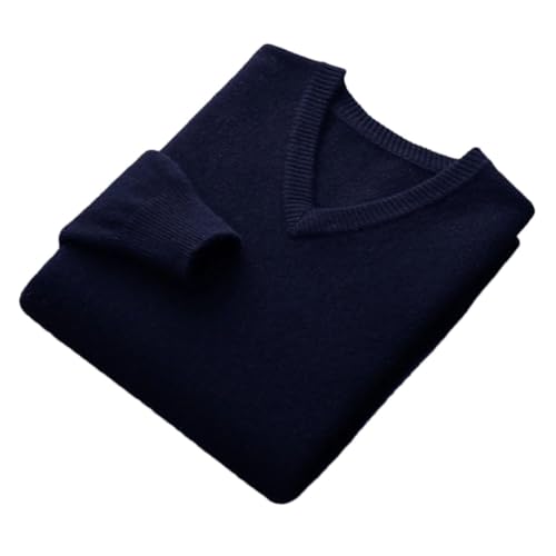 Men's Thicken Wool Sweater V-Neck Loose Knit Pullover Sweaters Long-Sleeve Business Casual Jumpers