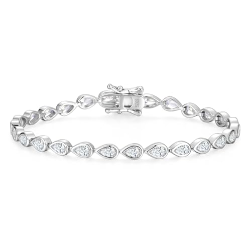 FANCIME 925 Sterling Silver Tennis Bracelet Pear Cut Cubic Zirconia Classic CZ 5 * 3mm Gemstone Imitation Diamond Bracelet Fine Jewelry Birthday Gifts for Women Mom Wife Her 7