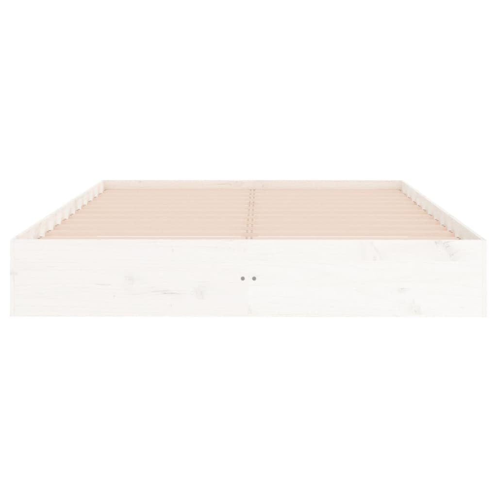 Estructura de Cama de Madera Maciza en Blanco para colchón de 200x200 cm con Soporte Robusto y diseño Estable Ideal para dormitorios Juveniles y Adultos