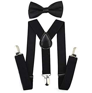 suspender and bow tie set for men, infants, boys kids black