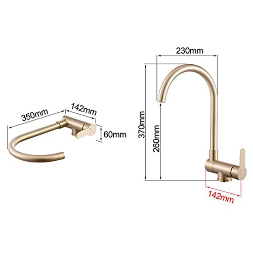 Robinet cuisine pliable or brossé pivotant sous fenêtre en inox