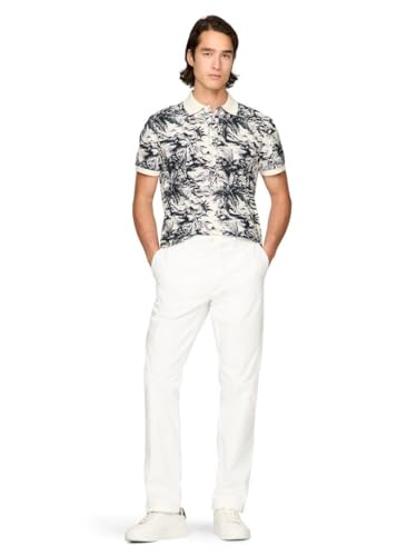 Tommy Hilfiger Men's Short Sleeve Linen Polo Shirts in Regular Fit with Tropical Print Designs4