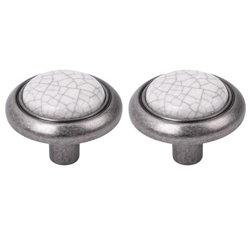 cyclingcolors 2x bouton de tiroir finition nickel porcelaine céramique 32 mm meuble vintage antique style porte poignée commode armoire maison avec vis