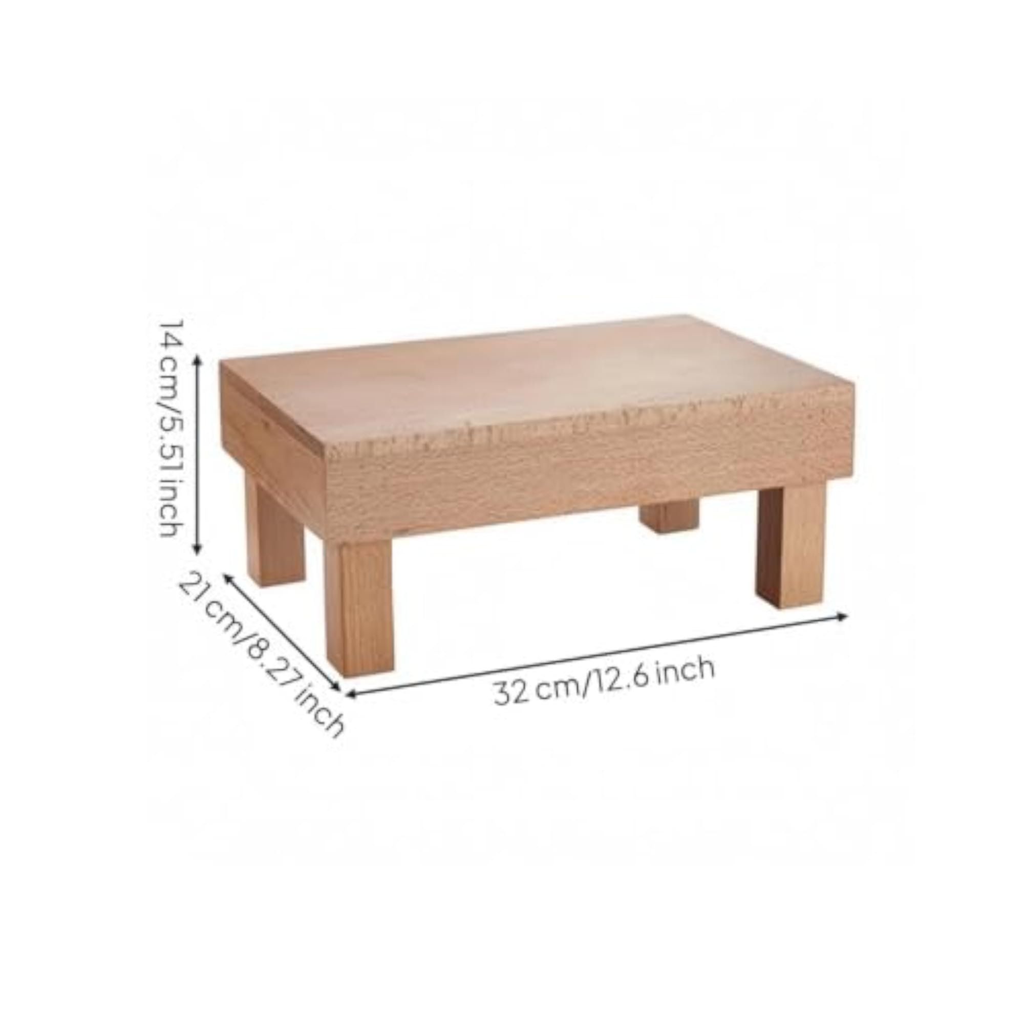 Rustic Wooden Display Stand Sturdy Block-Like Construction