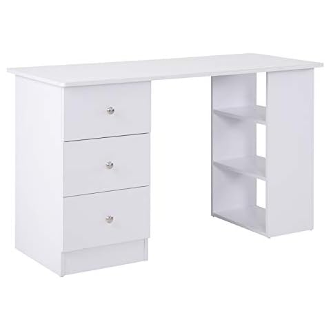 Bureau HOMCOM 3 tiroirs blanc Cover