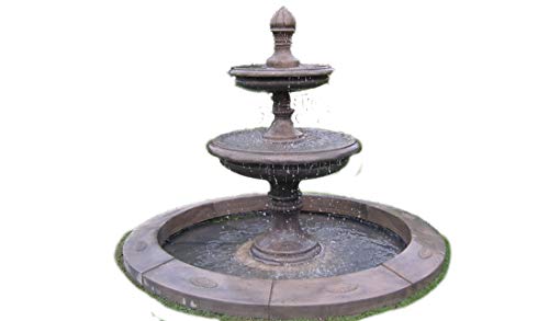 stone garden water fountain. 6ft 2 tier classic fountain and 7ft 3inch single pool surround self contained garden water feature