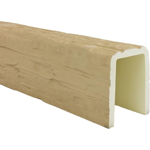 Heritage Timber Salvaged Timber Faux Wood Beam, 3-Sided (U-Beam), 5 1/2"W x 5 1/2"H x 72"L, Primed Tan Finish by Ekena Millwork - Used condition - Image 7