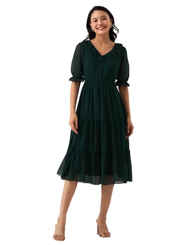 Image of AASK Dress for Women One Piece Kurta Set Tops Knee-Length Fit And Flare Dresses