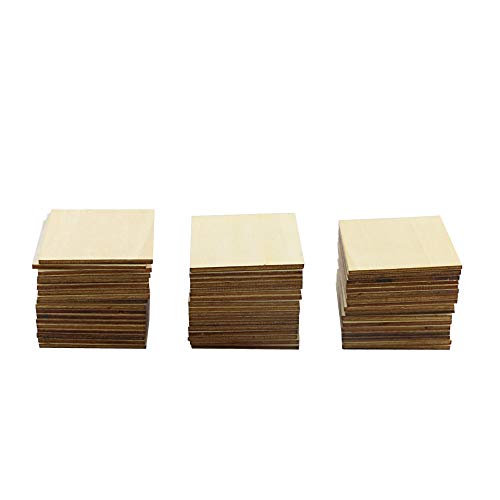 100PCS Unfinished Blank Wood Squares, Wooden Squares Cutout Tiles for DIY Arts Crafts, Handmade Wedding Ornaments, Centerpieces, Board Game Pieces, Ornaments for Book Signing.(5cm/2inch)