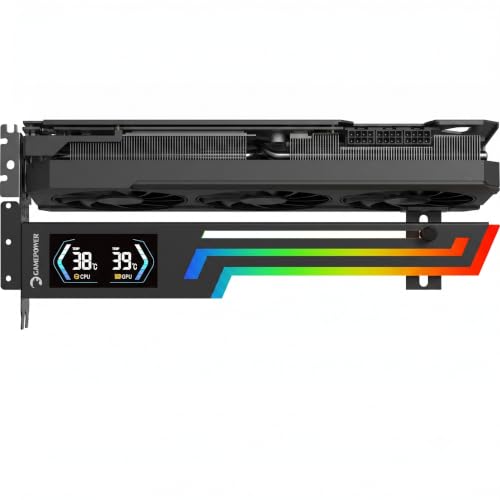 GAMEPOWER Heatsync ARGB LCD Grafikkartenhalterung Schwarz GPU Halter mit Echtzeit CPU/GPU Temperaturanzeige 2 64 Display 5V 3-Pin ARGB Synchronisation Metallkonstruktion verstellbar