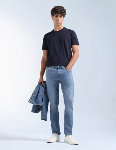 Image of Flying Machine Men's Slim Tapered Fit Jeans| Solid | Mid Rise | Stretchable | Jeans for Man