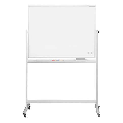 Preisvergleich Produktbild magnetoplan 1240989 Whiteboard mit Fahrgestell, speziallackierte Oberfläche, komplett mit Ablageschale für Marker und Zubehör, 2000 x 1000 mm