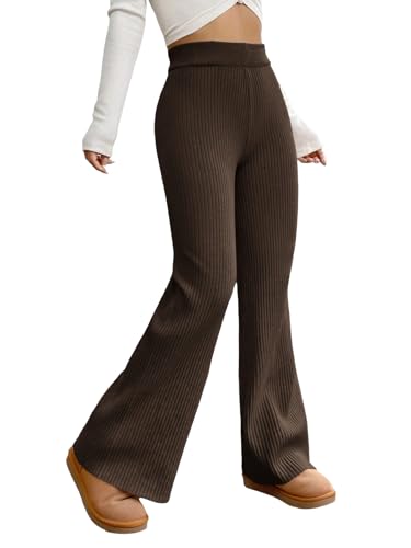 ZAFUL Women's Wide Leg Pants Ribbed Casual Flare...