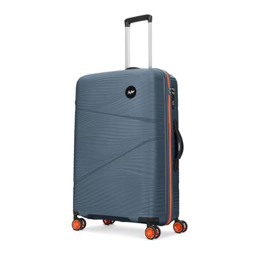 Image of Skybags Swirl Check-in Trolley Bag 75cm | Large Hard Luggage | 8 Wheels Suitcase for Travel | 3-Digit Combination Lock with Anti-Theft Zipper | Polypropylene | 3 Years Warranty - Unisex (Blue)
